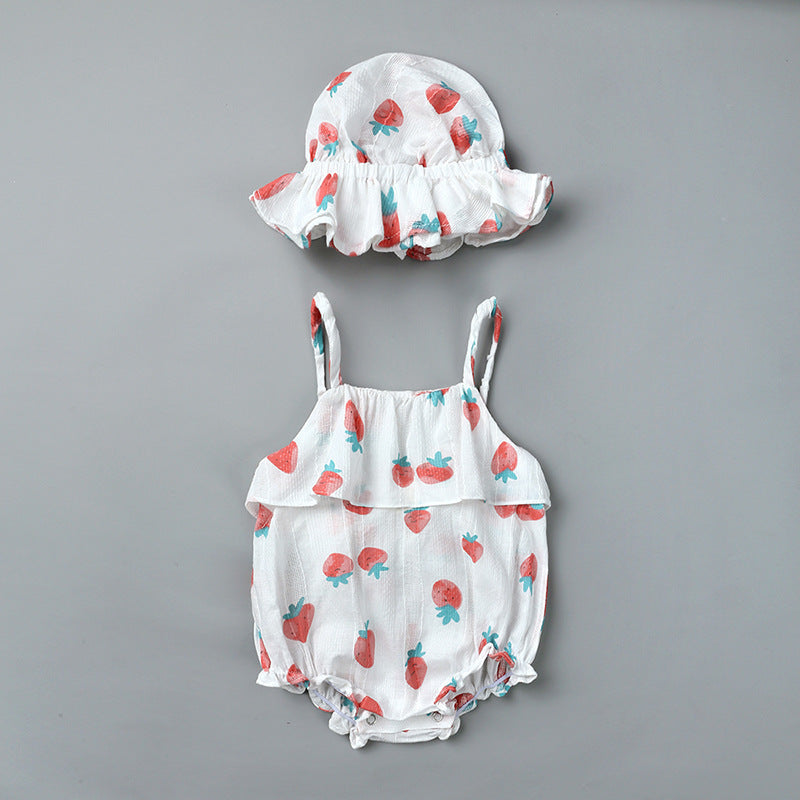 Baby Girls Fruit Print Rompers Wholesale 22030848