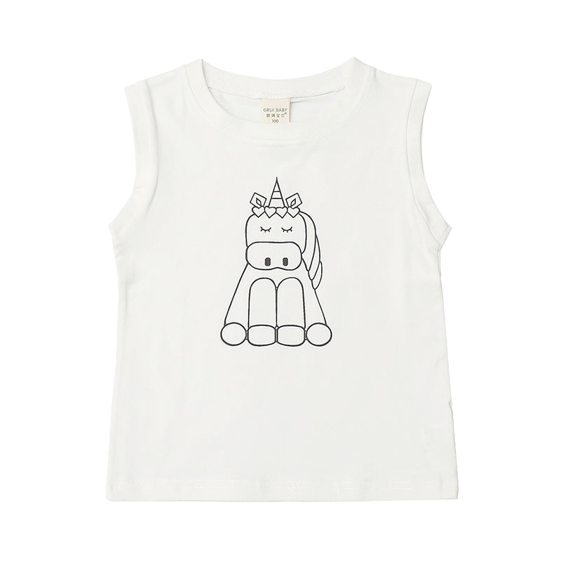 Baby Kid Girls Unicorn Print Tank Tops Wholesale 220310105