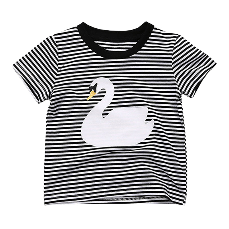 Baby Kid Unisex Striped Animals Cartoon Print T-Shirts Wholesale 220310121