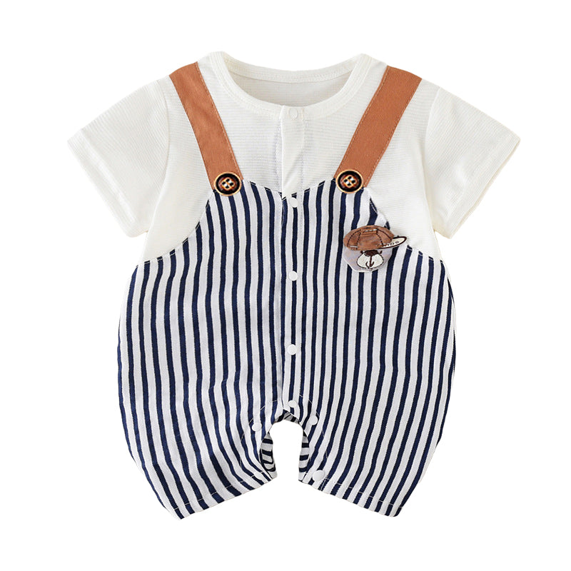 Baby Unisex Striped Cartoon Rompers Wholesale 22031015