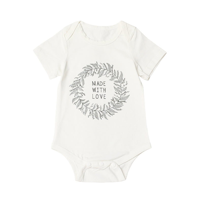 Baby Unisex Letters Plant Print Rompers Wholesale 220310168