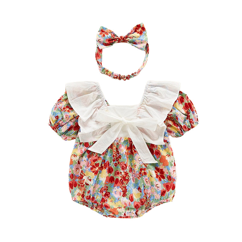 Baby Girls Flower Bow Rompers Wholesale 220310183