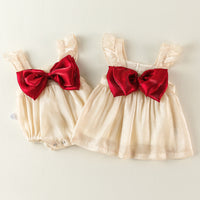 Load image into Gallery viewer, Baby Kid Girls Solid Color Bow Rompers Dresses Wholesale 220310186
