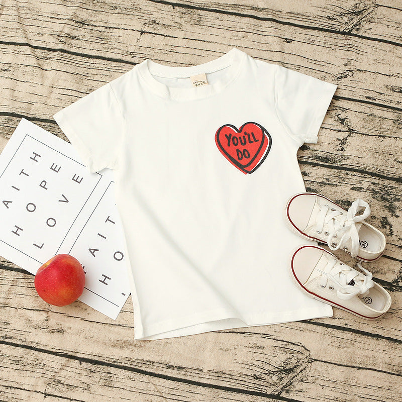 Baby Kid Unisex Letters Love heart Valentine's Day T-Shirts Wholesale 22031020