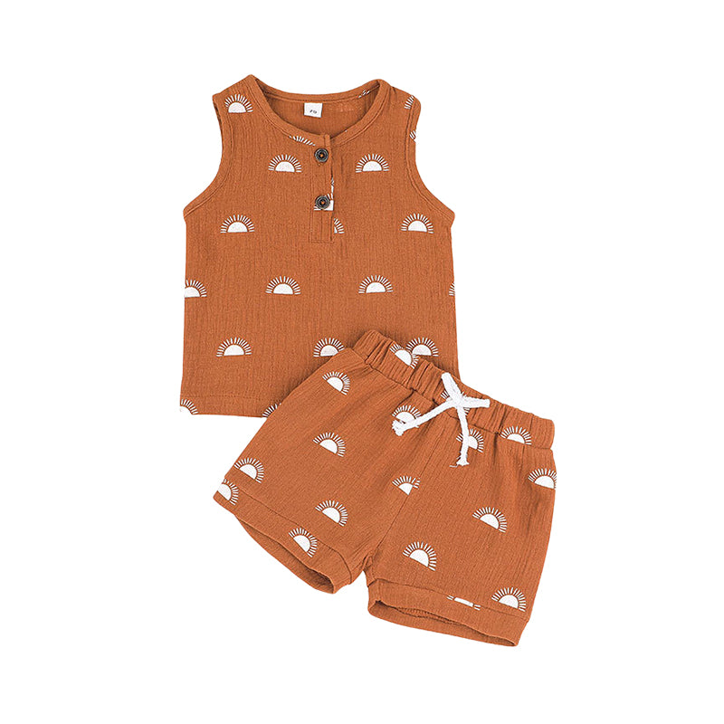 2 Pieces Set Baby Kid Unisex Print Tank Tops And Shorts Wholesale 220310474