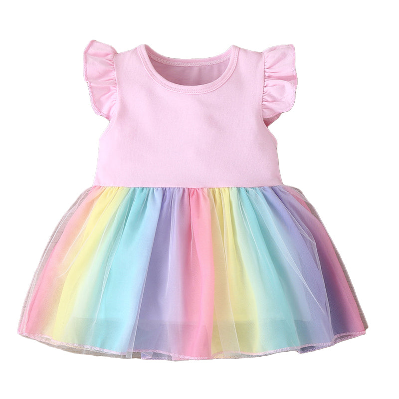 Baby Kid Girls Rainbow Dresses Wholesale 22031503