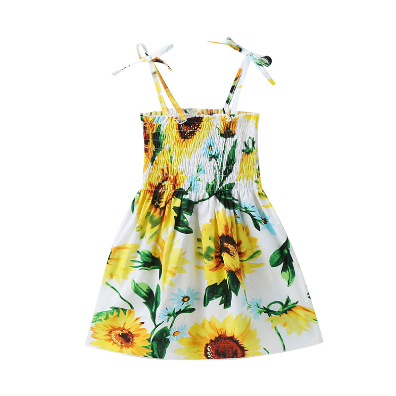 Baby Kid Girls Flower Fruit Plant Bow Print Dresses Wholesale 22031507