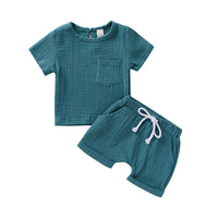 Load image into Gallery viewer, 2 Pieces Set Baby Kid Boys Solid Color T-Shirts And Shorts Wholesale 220315109
