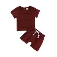 Load image into Gallery viewer, 2 Pieces Set Baby Kid Boys Solid Color T-Shirts And Shorts Wholesale 220315109
