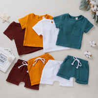 Load image into Gallery viewer, 2 Pieces Set Baby Kid Boys Solid Color T-Shirts And Shorts Wholesale 220315109
