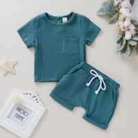 Load image into Gallery viewer, 2 Pieces Set Baby Kid Boys Solid Color T-Shirts And Shorts Wholesale 220315109
