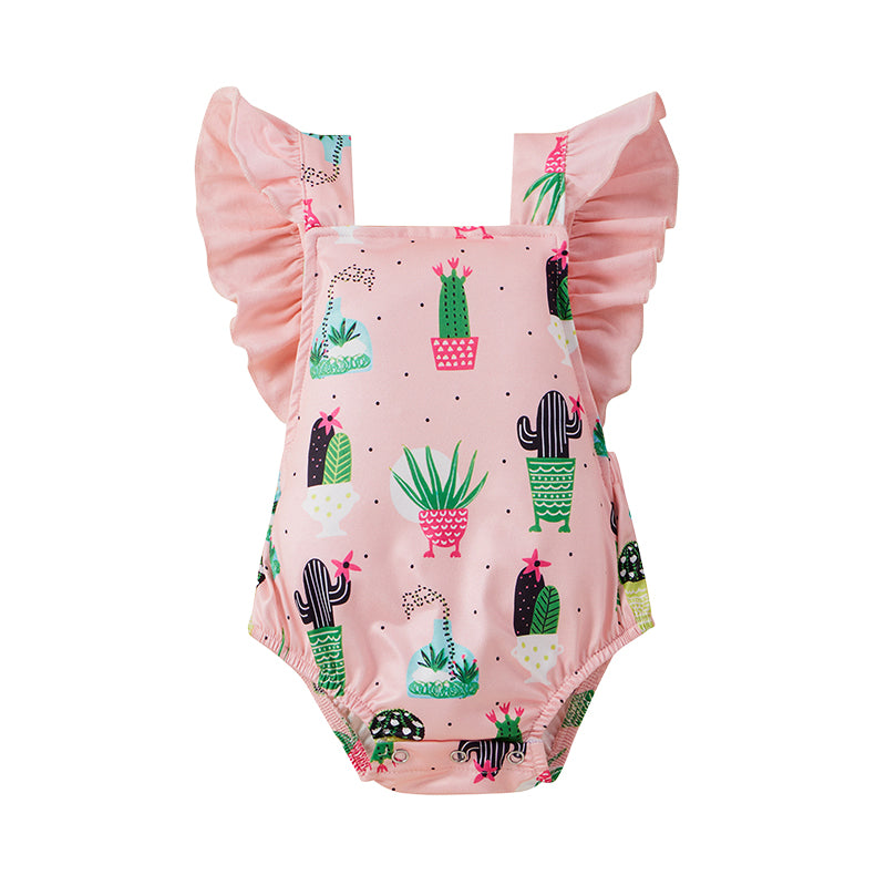 Baby Girls Plant Print Rompers Wholesale 220315135