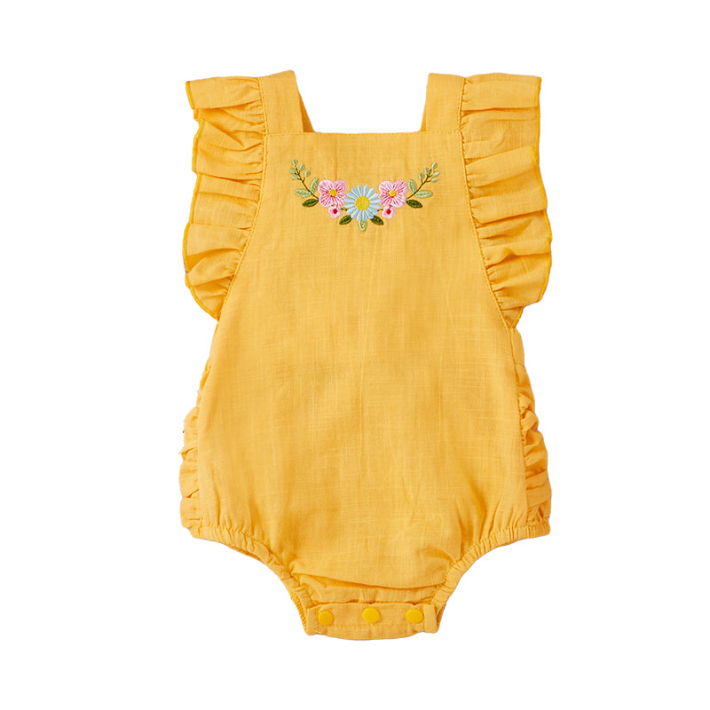 Baby Girls Flower Embroidered Rompers Wholesale 220315139