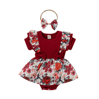 Load image into Gallery viewer, Baby Girls Flower Bow Print Rompers Wholesale 220315184
