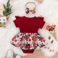 Load image into Gallery viewer, Baby Girls Flower Bow Print Rompers Wholesale 220315184
