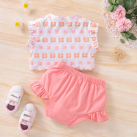 Load image into Gallery viewer, 2 Pieces Set Baby Kid Girls Flower Print Tops And Solid Color Shorts Wholesale 220315196
