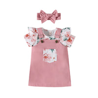 Load image into Gallery viewer, 3 Pieces Set Baby Girls Flower Print Rompers Dresses And Bow Headwear Wholesale 220315199
