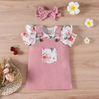 Load image into Gallery viewer, 3 Pieces Set Baby Girls Flower Print Rompers Dresses And Bow Headwear Wholesale 220315199

