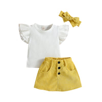 Load image into Gallery viewer, 2 Pieces Set Baby Kid Girls Solid Color Bow Muslin&amp;Ribbed Tank Tops And Skirts Wholesale 220315211
