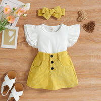 Load image into Gallery viewer, 2 Pieces Set Baby Kid Girls Solid Color Bow Muslin&amp;Ribbed Tank Tops And Skirts Wholesale 220315211
