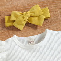 Load image into Gallery viewer, 2 Pieces Set Baby Kid Girls Solid Color Bow Muslin&amp;Ribbed Tank Tops And Skirts Wholesale 220315211
