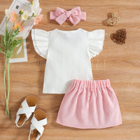 Load image into Gallery viewer, 2 Pieces Set Baby Kid Girls Solid Color Bow Muslin&amp;Ribbed Tank Tops And Skirts Wholesale 220315211
