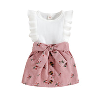 Load image into Gallery viewer, 2 Pieces Set Baby Kid Girls Solid Color Tank Tops And Flower Skirts Wholesale 220315260
