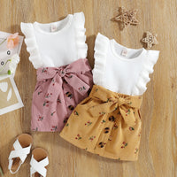 Load image into Gallery viewer, 2 Pieces Set Baby Kid Girls Solid Color Tank Tops And Flower Skirts Wholesale 220315260
