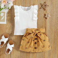 Load image into Gallery viewer, 2 Pieces Set Baby Kid Girls Solid Color Tank Tops And Flower Skirts Wholesale 220315260
