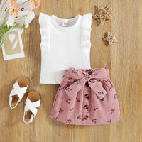 Load image into Gallery viewer, 2 Pieces Set Baby Kid Girls Solid Color Tank Tops And Flower Skirts Wholesale 220315260
