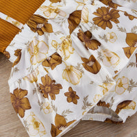 Load image into Gallery viewer, 3 Pieces Set Baby Girls Flower Print Skirts Solid Color Muslin&amp;Ribbed Tops And Headwear Wholesale 220315300
