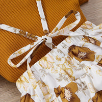 Load image into Gallery viewer, 3 Pieces Set Baby Girls Flower Print Skirts Solid Color Muslin&amp;Ribbed Tops And Headwear Wholesale 220315300
