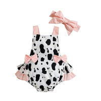 Load image into Gallery viewer, Baby Girls Leopard Bow Print Rompers Headwear Wholesale 220315303
