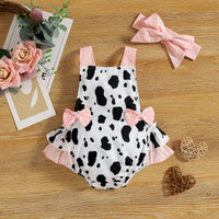 Load image into Gallery viewer, Baby Girls Leopard Bow Print Rompers Headwear Wholesale 220315303
