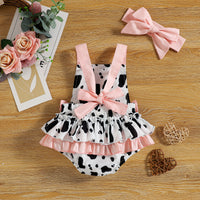 Load image into Gallery viewer, Baby Girls Leopard Bow Print Rompers Headwear Wholesale 220315303
