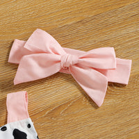 Load image into Gallery viewer, Baby Girls Leopard Bow Print Rompers Headwear Wholesale 220315303
