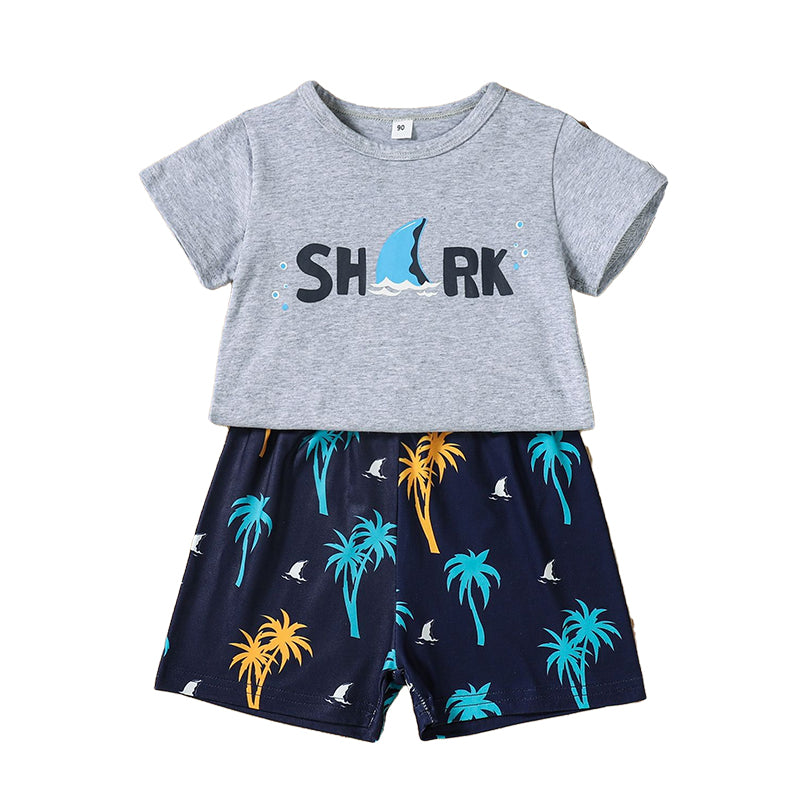 2 Pieces Set Baby Kid Boys Letters Print T-Shirts And Plant Shorts Wholesale 22031531