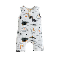 Load image into Gallery viewer, Baby Kid Boys Dinosaur Star Muslin&amp;Ribbed Print Jumpsuits Wholesale 220315322

