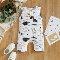 Load image into Gallery viewer, Baby Kid Boys Dinosaur Star Muslin&amp;Ribbed Print Jumpsuits Wholesale 220315322
