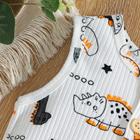 Load image into Gallery viewer, Baby Kid Boys Dinosaur Star Muslin&amp;Ribbed Print Jumpsuits Wholesale 220315322
