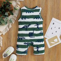 Load image into Gallery viewer, Baby Kid Boys Dinosaur Star Muslin&amp;Ribbed Print Jumpsuits Wholesale 220315322
