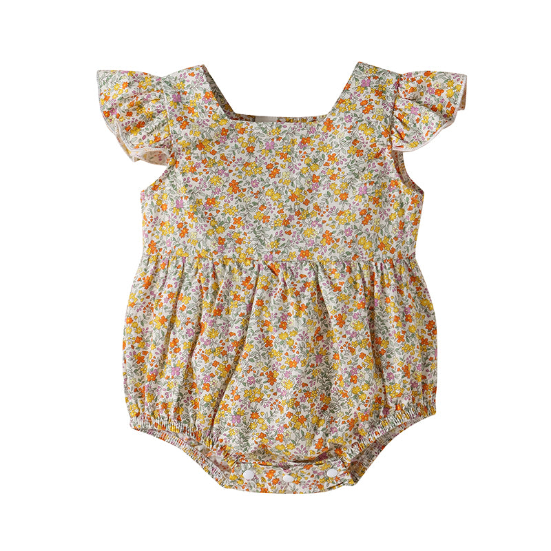 Baby Kid Girls Flower Print Rompers Wholesale 220315325