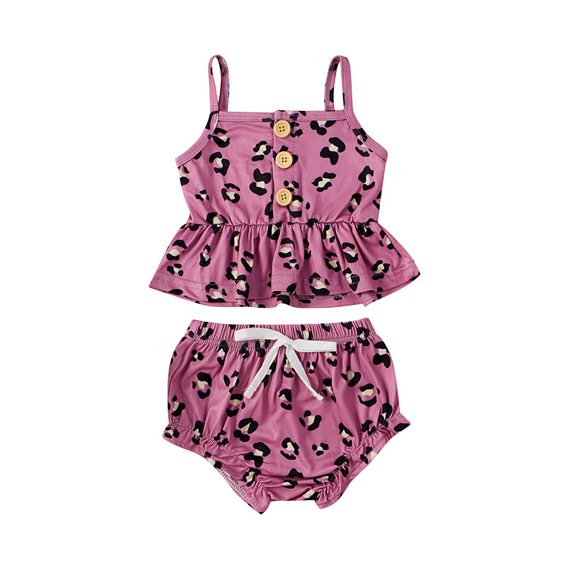 2 Pieces Set Baby Girls Leopard Tank Tops And Shorts Wholesale 220315389