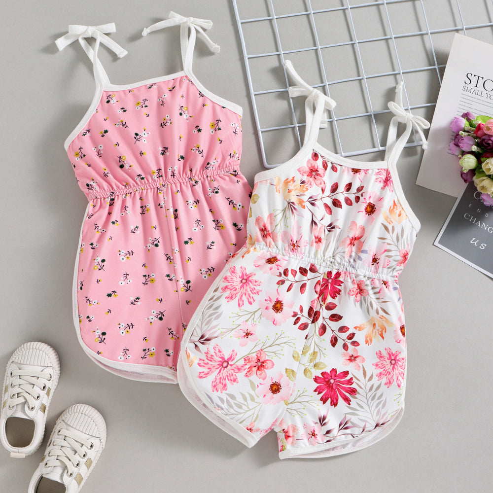 Baby Kid Girls Flower Plant Print Rompers Wholesale 220315403