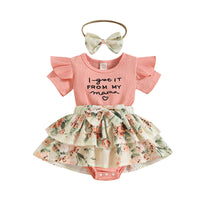 Load image into Gallery viewer, Baby Girls Flower Embroidered Muslin&amp;Ribbed Print Rompers Wholesale 220315407
