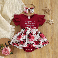 Load image into Gallery viewer, Baby Girls Flower Embroidered Muslin&amp;Ribbed Print Rompers Wholesale 220315407
