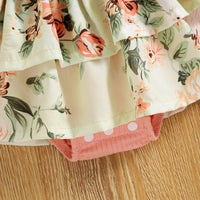 Load image into Gallery viewer, Baby Girls Flower Embroidered Muslin&amp;Ribbed Print Rompers Wholesale 220315407
