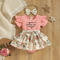 Load image into Gallery viewer, Baby Girls Flower Embroidered Muslin&amp;Ribbed Print Rompers Wholesale 220315407
