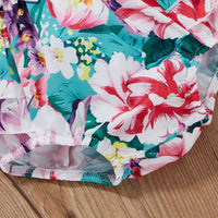 Load image into Gallery viewer, 2 Pieces Set Baby Girls Solid Color Muslin&amp;Ribbed Print Tops And Flower Rompers Wholesale 22031566
