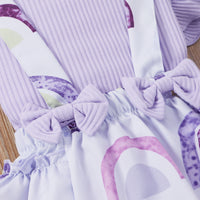 Load image into Gallery viewer, 2 Pieces Set Baby Girls Solid Color Muslin&amp;Ribbed Print Tops And Flower Rompers Wholesale 22031566
